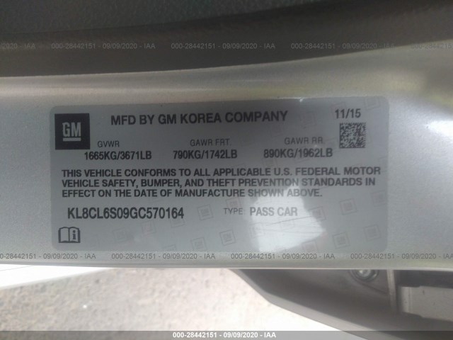 Photo 8 VIN: KL8CL6S09GC570164 - CHEVROLET SPARK EV 