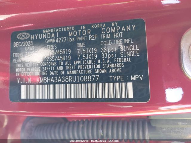 Photo 8 VIN: KM8HA3A38RU108877 - HYUNDAI KONA 