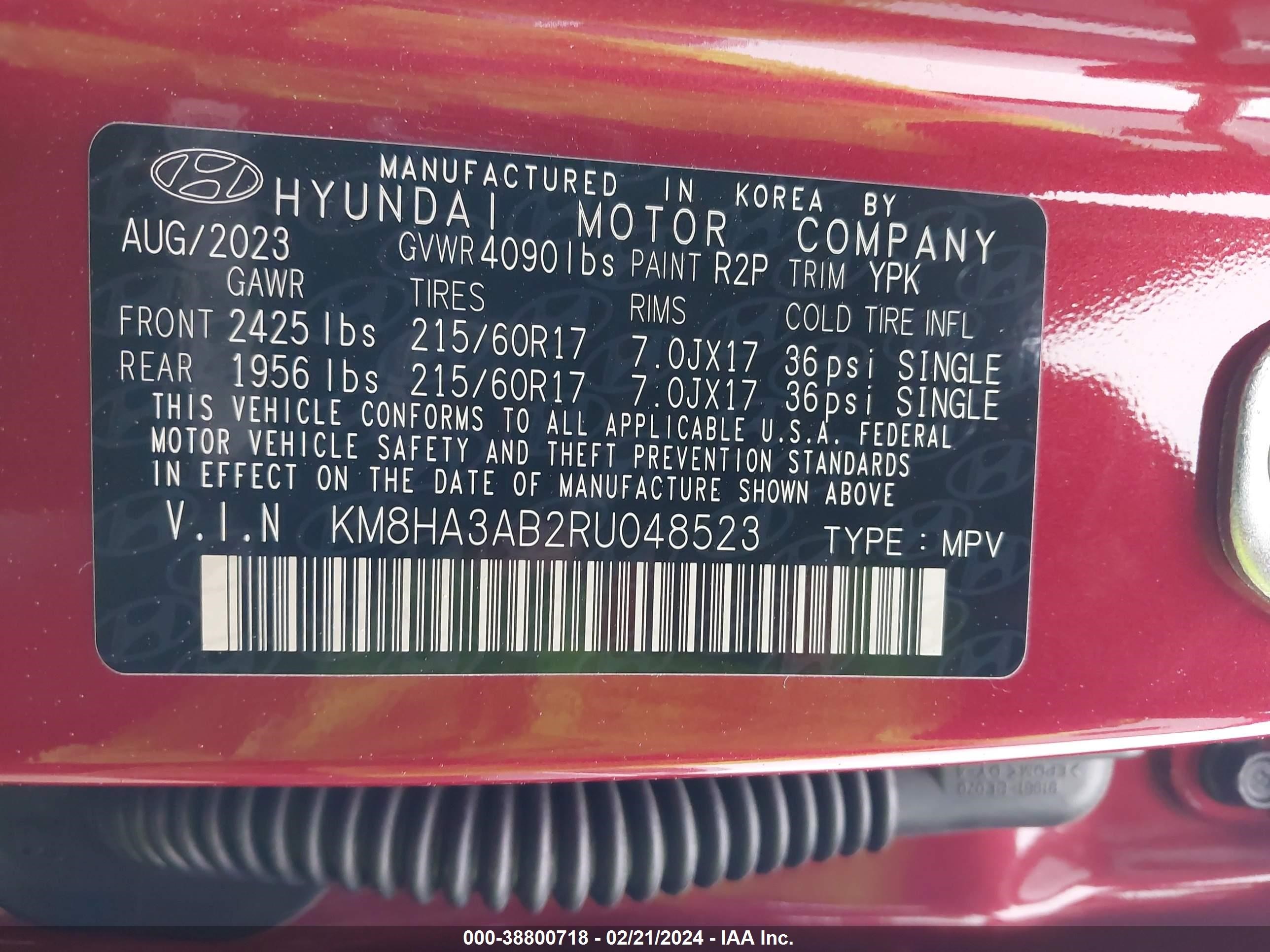 Photo 8 VIN: KM8HA3AB2RU048523 - HYUNDAI KONA 