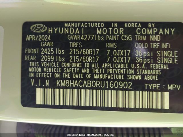 Photo 8 VIN: KM8HACAB0RU160902 - HYUNDAI KONA 