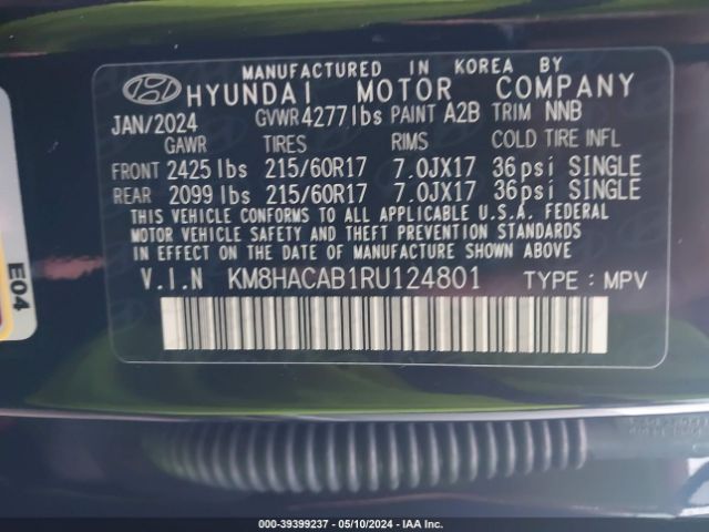 Photo 8 VIN: KM8HACAB1RU124801 - HYUNDAI KONA 