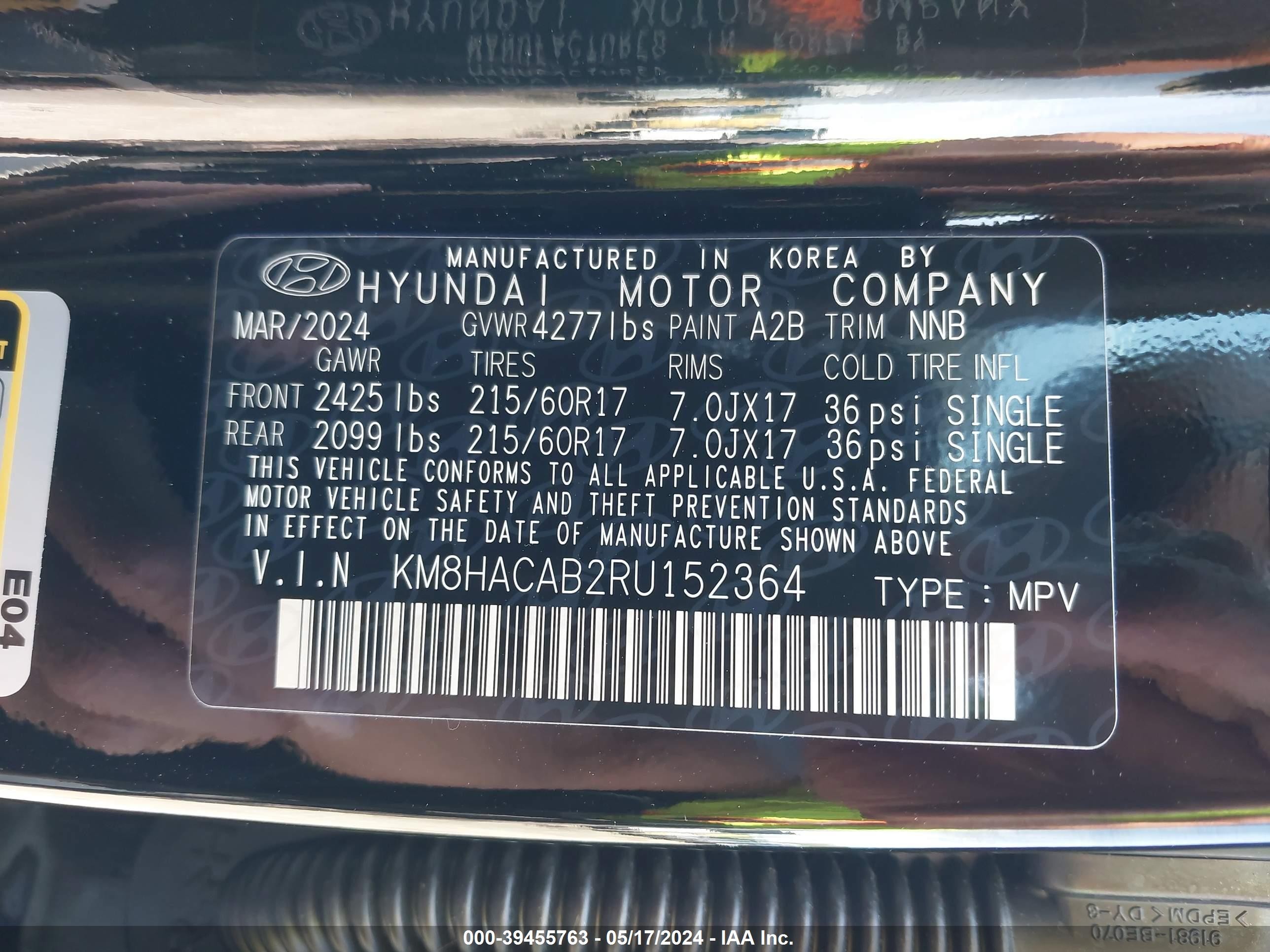 Photo 4 VIN: KM8HACAB2RU152364 - HYUNDAI KONA 