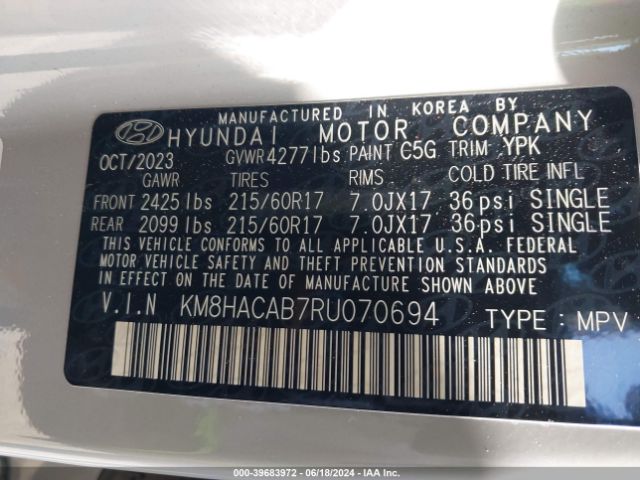 Photo 8 VIN: KM8HACAB7RU070694 - HYUNDAI KONA 