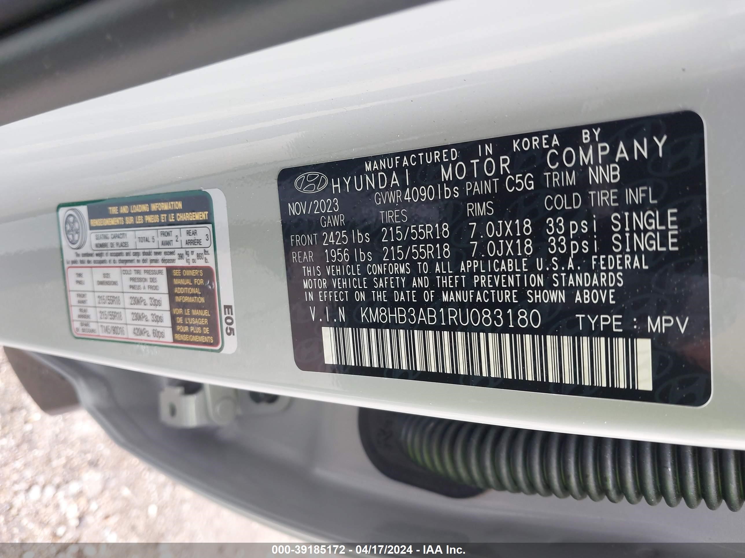 Photo 8 VIN: KM8HB3AB1RU083180 - HYUNDAI KONA 