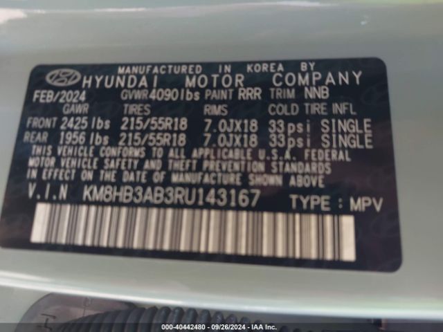 Photo 8 VIN: KM8HB3AB3RU143167 - HYUNDAI KONA ELECTRIC 