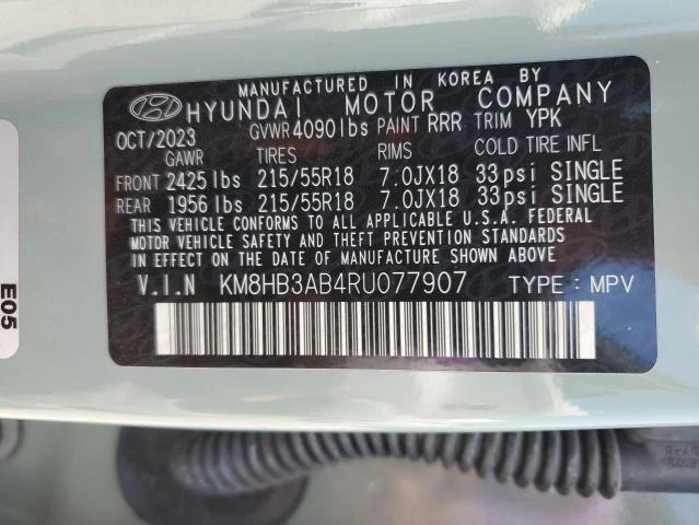 Photo 12 VIN: KM8HB3AB4RU077907 - HYUNDAI KONA SEL 