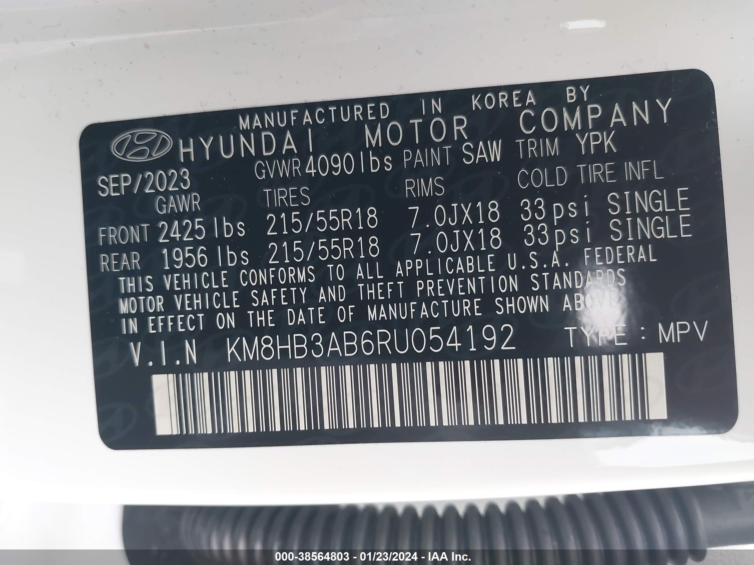 Photo 8 VIN: KM8HB3AB6RU054192 - HYUNDAI KONA 