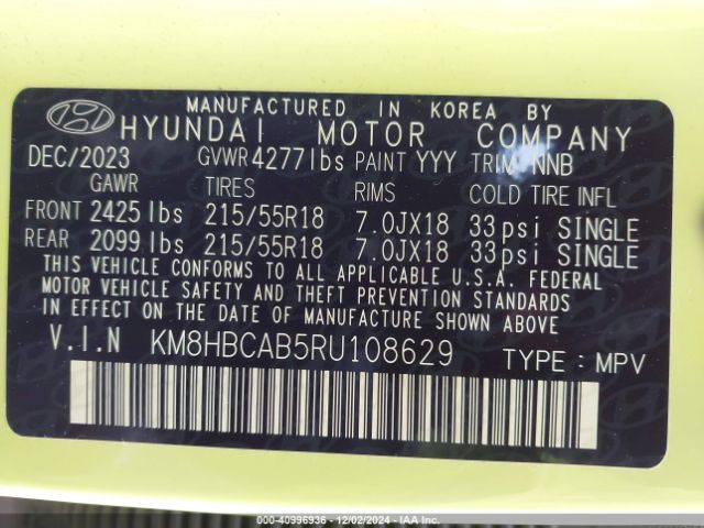 Photo 8 VIN: KM8HBCAB5RU108629 - HYUNDAI KONA 