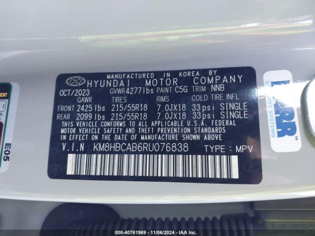 Photo 8 VIN: KM8HBCAB6RU076838 - HYUNDAI KONA 