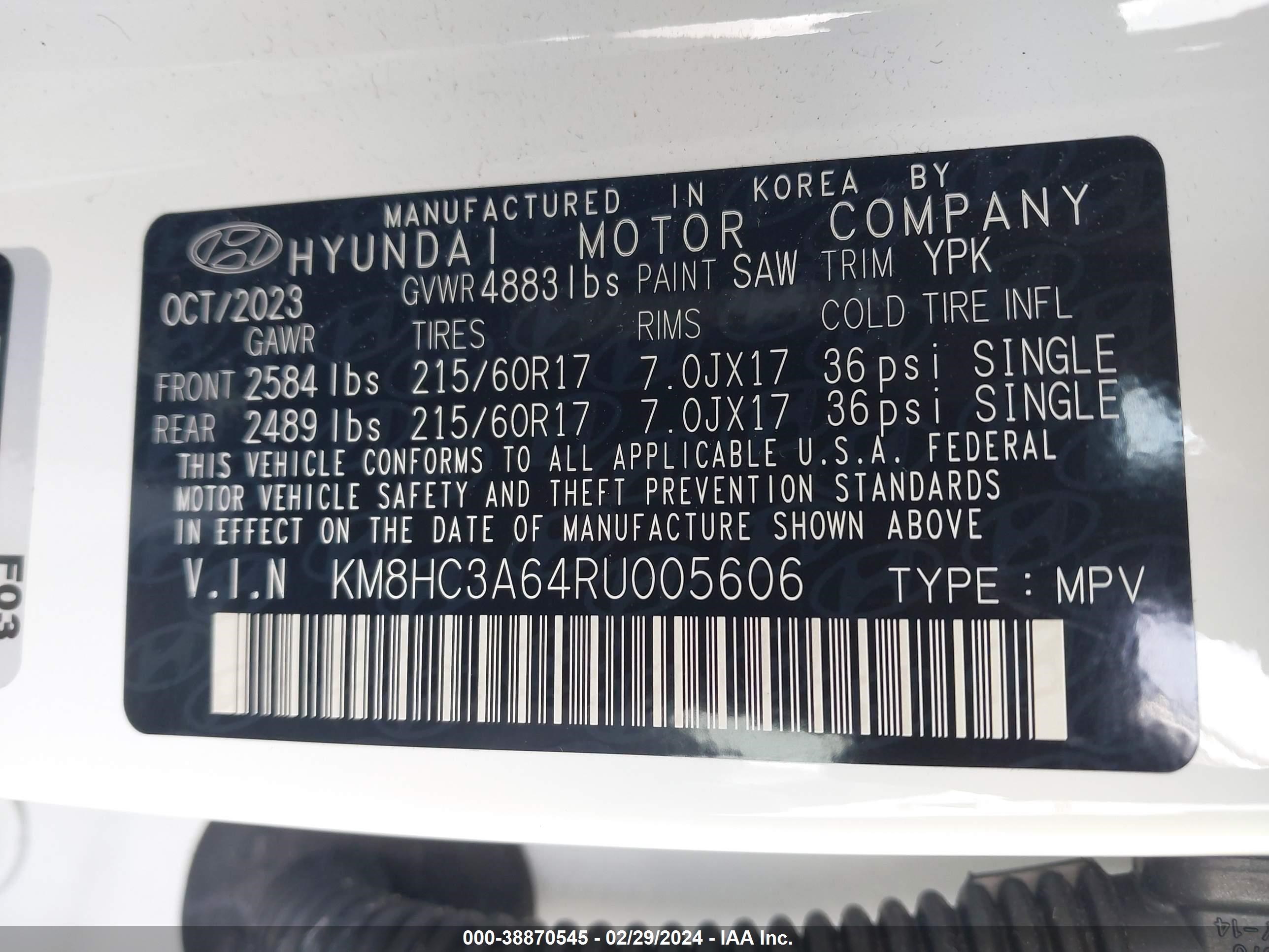 Photo 8 VIN: KM8HC3A64RU005606 - HYUNDAI KONA 