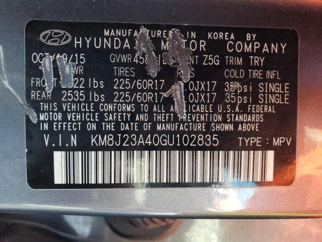 Photo 9 VIN: KM8J23A40GU102835 - HYUNDAI TUCSON SE 