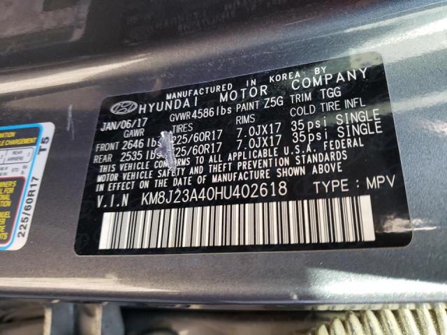 Photo 9 VIN: KM8J23A40HU402618 - HYUNDAI TUCSON SE 