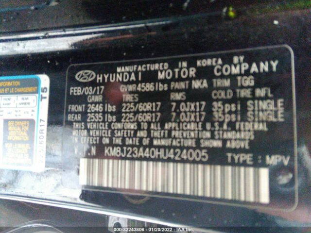 Photo 8 VIN: KM8J23A40HU424005 - HYUNDAI TUCSON 