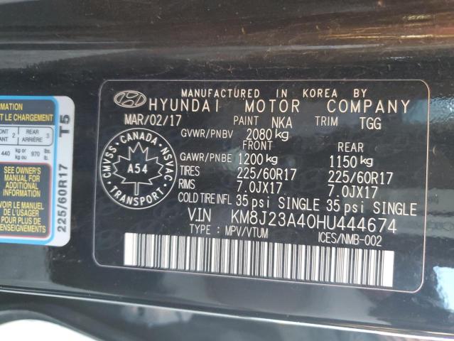 Photo 12 VIN: KM8J23A40HU444674 - HYUNDAI TUCSON SE 