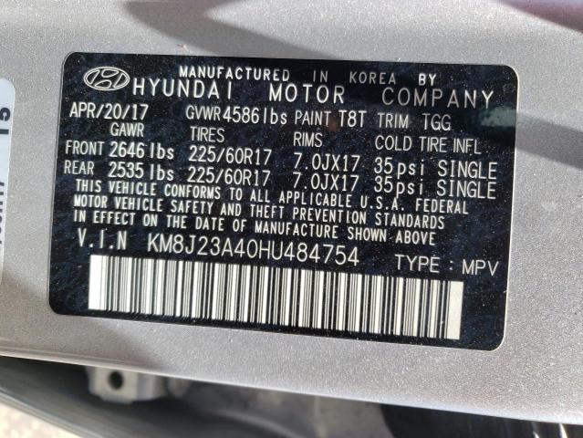 Photo 9 VIN: KM8J23A40HU484754 - HYUNDAI TUCSON SE 