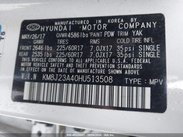 Photo 8 VIN: KM8J23A40HU513508 - HYUNDAI TUCSON 