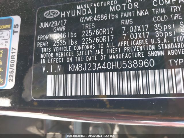 Photo 8 VIN: KM8J23A40HU538960 - HYUNDAI TUCSON 