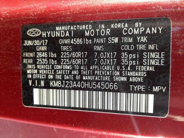 Photo 9 VIN: KM8J23A40HU545066 - HYUNDAI TUCSON SE 