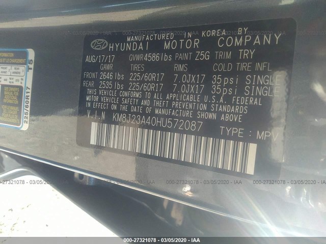 Photo 8 VIN: KM8J23A40HU572087 - HYUNDAI TUCSON 