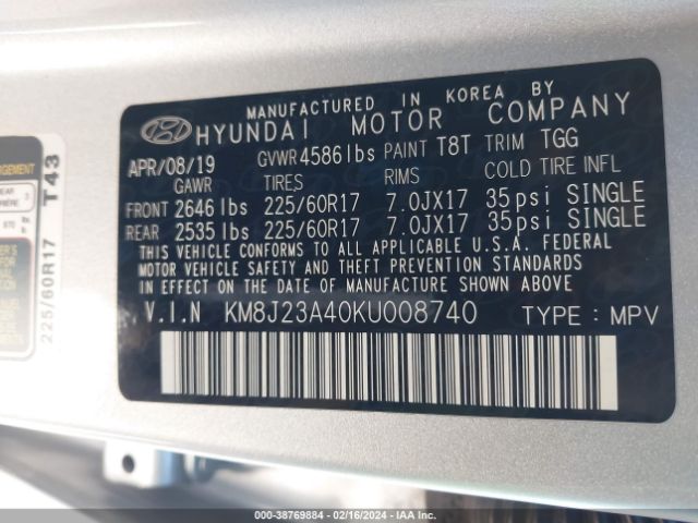 Photo 8 VIN: KM8J23A40KU008740 - HYUNDAI TUCSON 