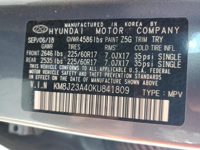 Photo 12 VIN: KM8J23A40KU841809 - HYUNDAI TUCSON SE 