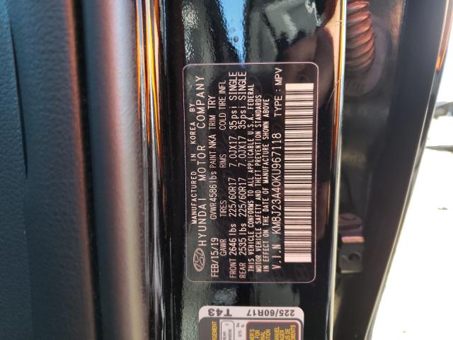 Photo 9 VIN: KM8J23A40KU967118 - HYUNDAI TUCSON SE 