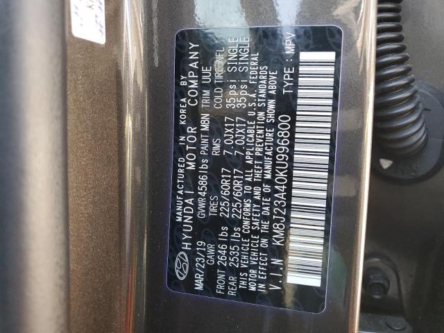 Photo 12 VIN: KM8J23A40KU996800 - HYUNDAI TUCSON SE 