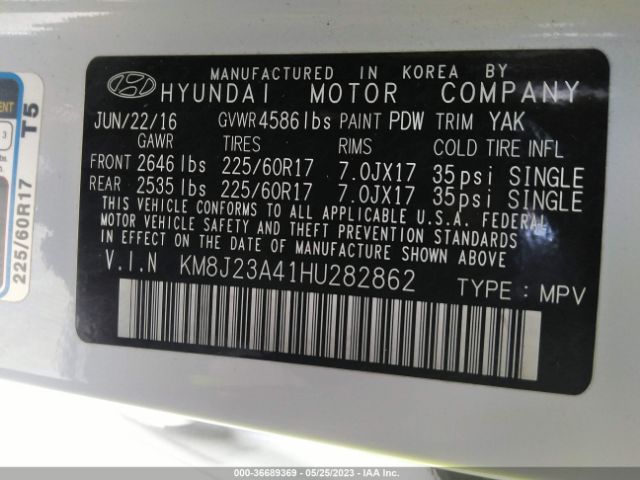 Photo 8 VIN: KM8J23A41HU282862 - HYUNDAI TUCSON 