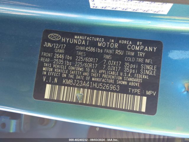 Photo 8 VIN: KM8J23A41HU526963 - HYUNDAI TUCSON 