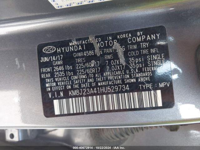 Photo 8 VIN: KM8J23A41HU529734 - HYUNDAI TUCSON 