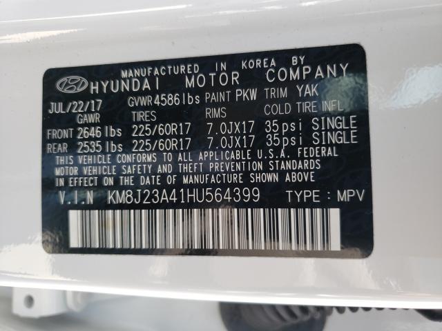 Photo 9 VIN: KM8J23A41HU564399 - HYUNDAI TUCSON SE 