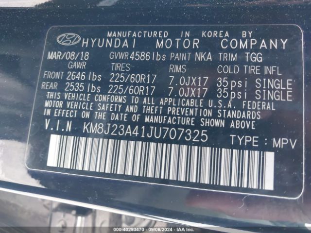 Photo 8 VIN: KM8J23A41JU707325 - HYUNDAI TUCSON 