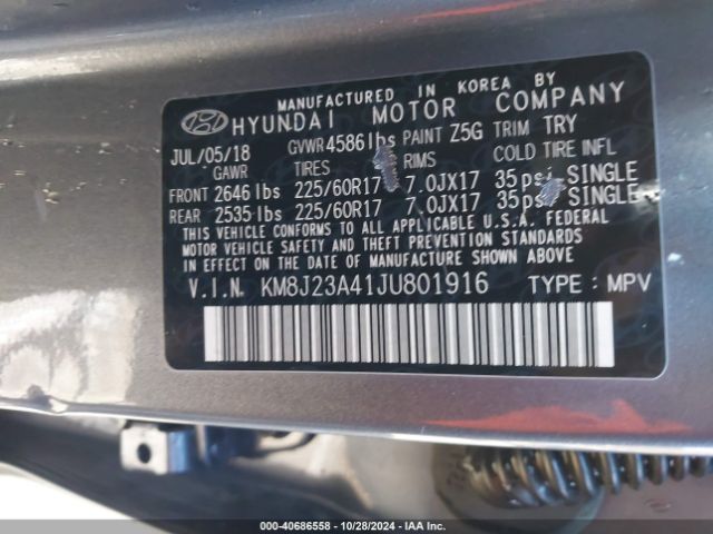 Photo 8 VIN: KM8J23A41JU801916 - HYUNDAI TUCSON 