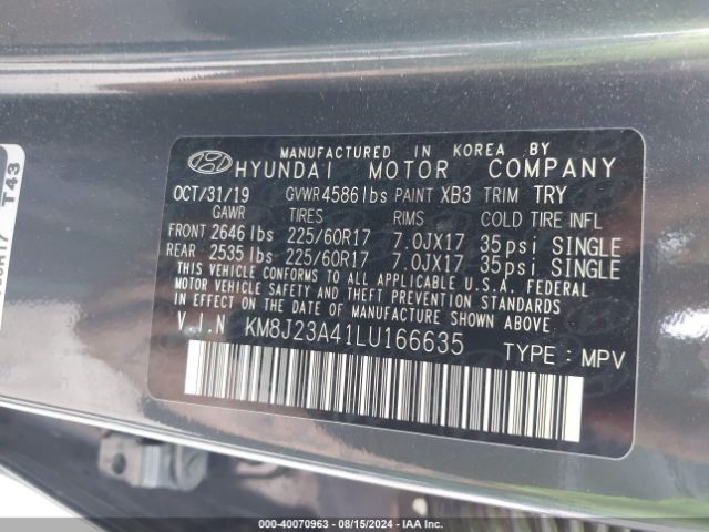 Photo 8 VIN: KM8J23A41LU166635 - HYUNDAI TUCSON 