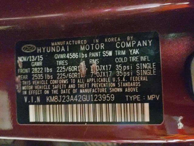 Photo 12 VIN: KM8J23A42GU123959 - HYUNDAI TUCSON SE 