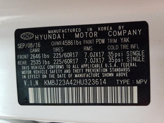 Photo 9 VIN: KM8J23A42HU323614 - HYUNDAI TUCSON SE 