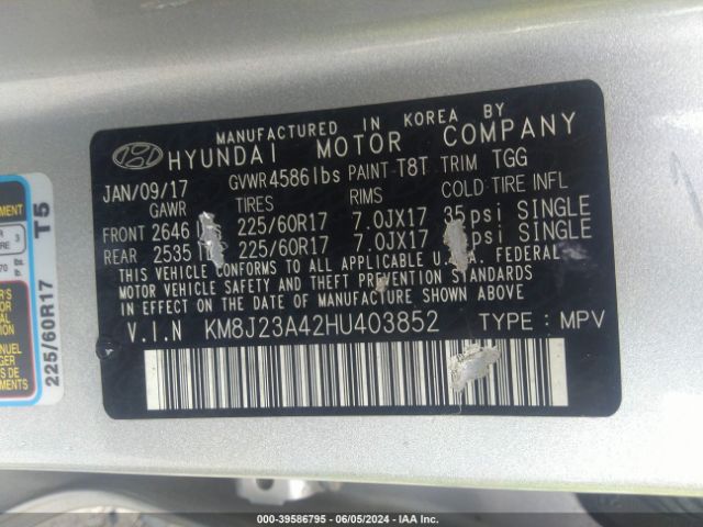 Photo 8 VIN: KM8J23A42HU403852 - HYUNDAI TUCSON 