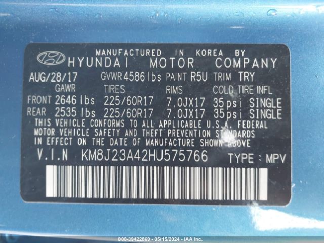 Photo 8 VIN: KM8J23A42HU575766 - HYUNDAI TUCSON 