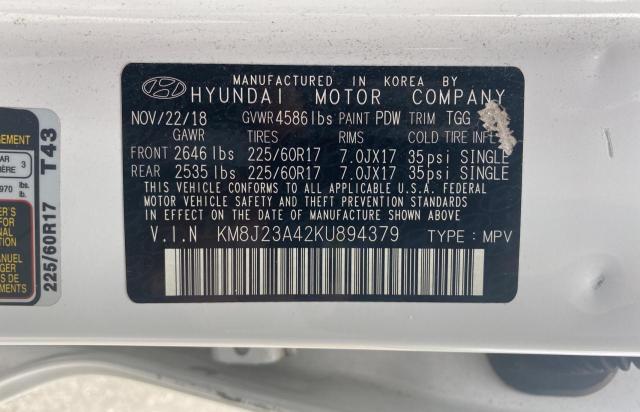 Photo 9 VIN: KM8J23A42KU894379 - HYUNDAI TUCSON 