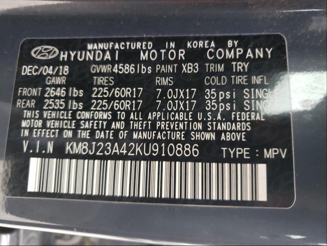 Photo 9 VIN: KM8J23A42KU910886 - HYUNDAI TUCSON SE 