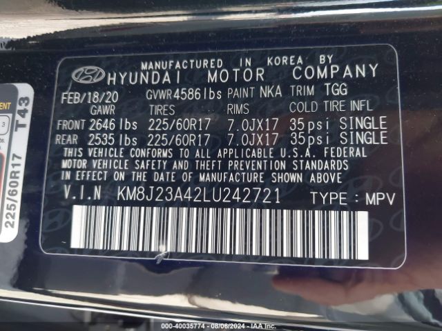 Photo 8 VIN: KM8J23A42LU242721 - HYUNDAI TUCSON 