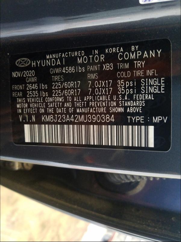 Photo 9 VIN: KM8J23A42MU390384 - HYUNDAI TUCSON SE 