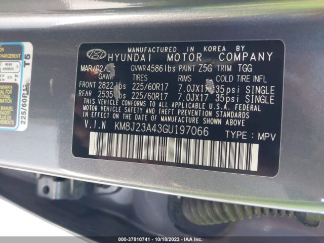 Photo 8 VIN: KM8J23A43GU197066 - HYUNDAI TUCSON 