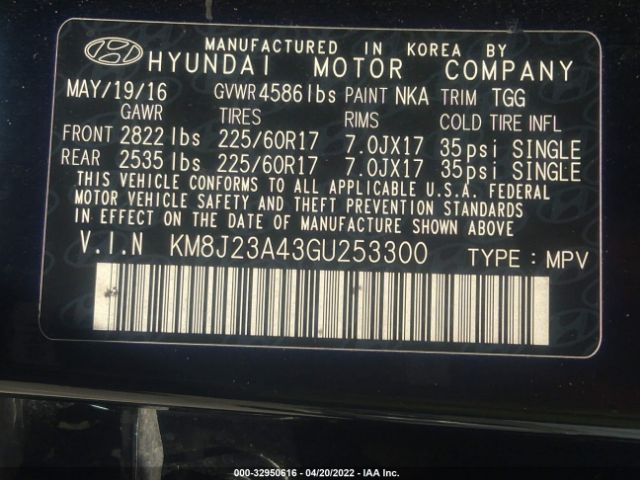 Photo 8 VIN: KM8J23A43GU253300 - HYUNDAI TUCSON 