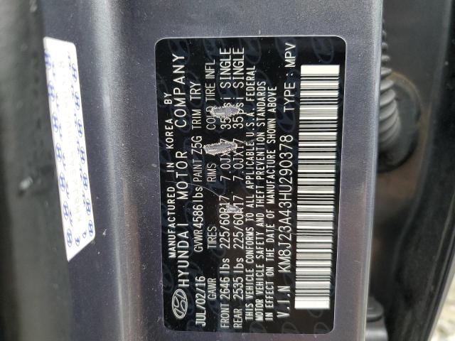 Photo 12 VIN: KM8J23A43HU290378 - HYUNDAI TUCSON SE 