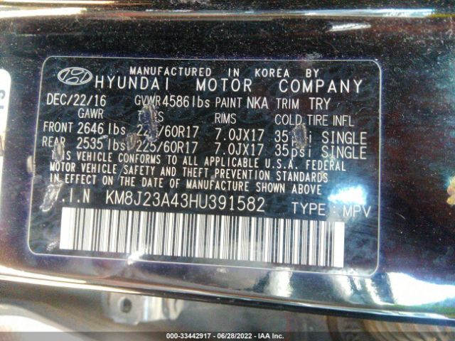 Photo 8 VIN: KM8J23A43HU391582 - HYUNDAI TUCSON 