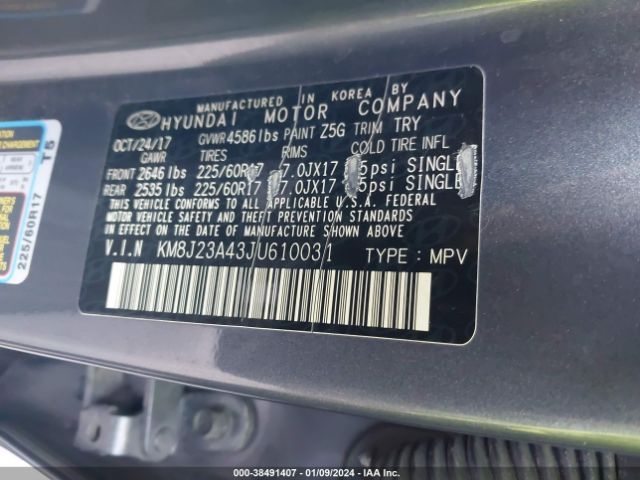 Photo 8 VIN: KM8J23A43JU610031 - HYUNDAI TUCSON 