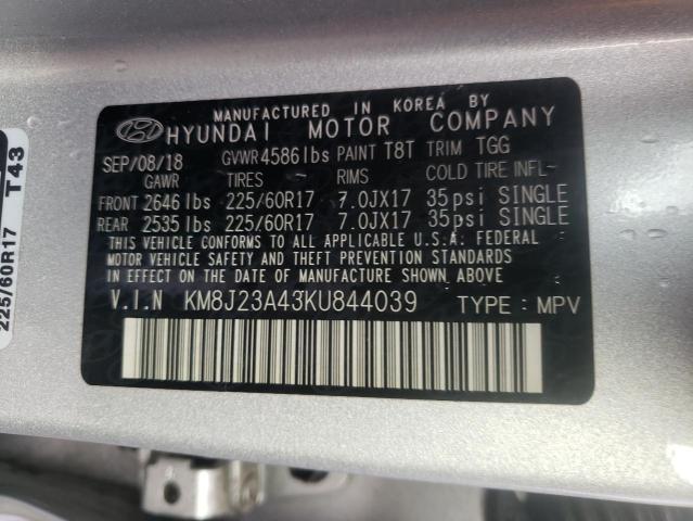 Photo 9 VIN: KM8J23A43KU844039 - HYUNDAI TUCSON SE 