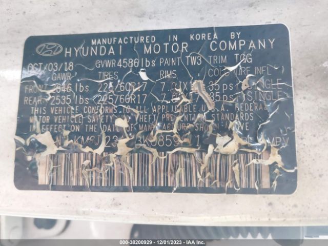 Photo 8 VIN: KM8J23A43KU859611 - HYUNDAI TUCSON 