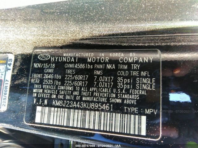 Photo 8 VIN: KM8J23A43KU895461 - HYUNDAI TUCSON 